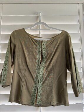 Y2K green long sleeve shirt